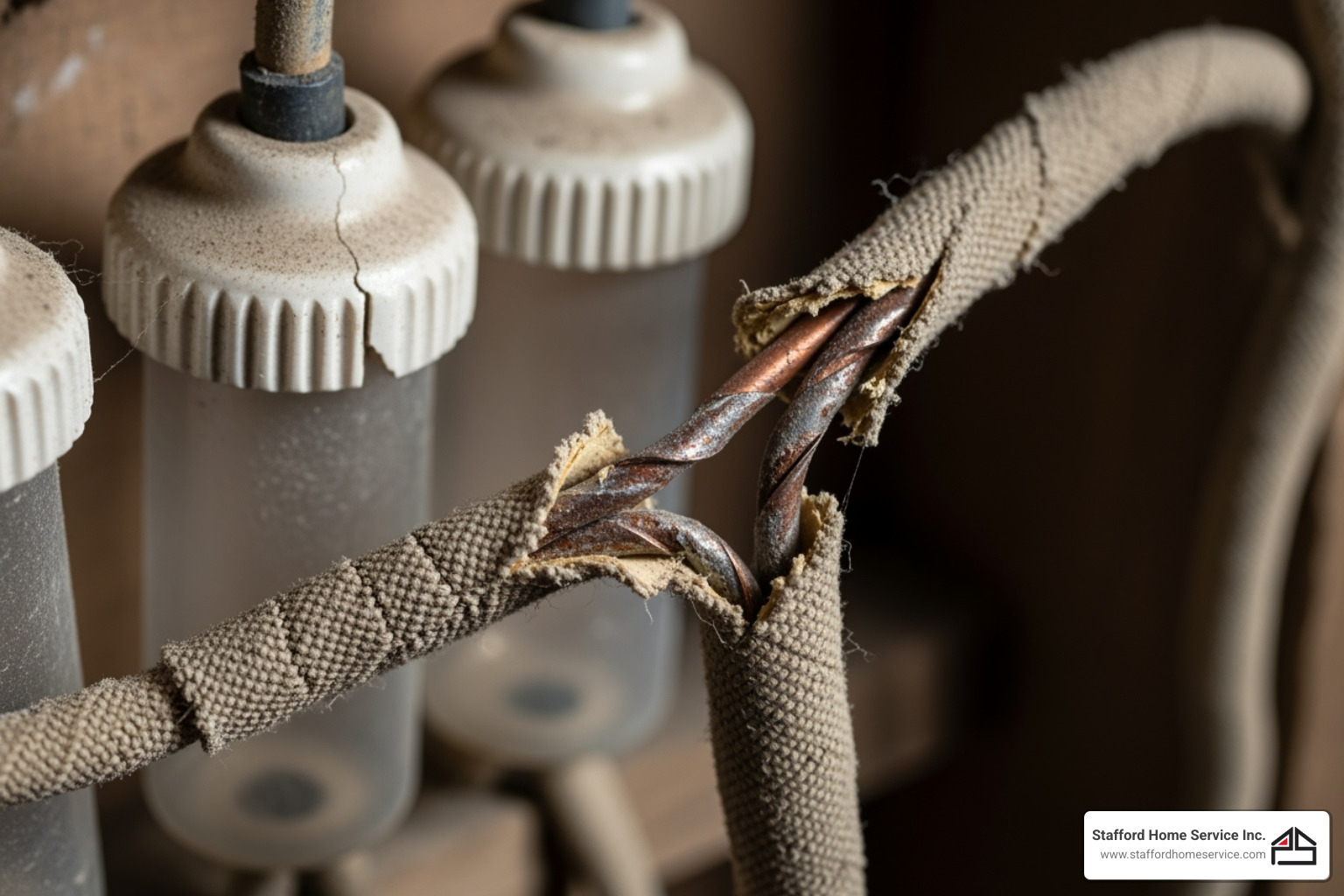 Cracked and brittle knob and tube insulation - knob and tube wiring dangers