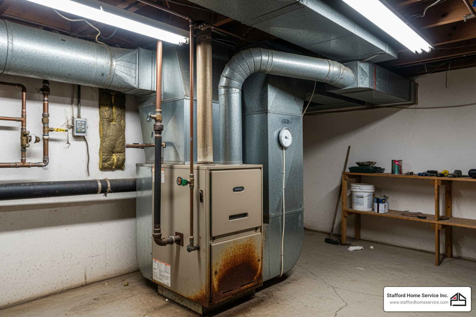 old furnace in a basement utility room - furnace installation mounds view mn old furnace in a basement utility room - furnace installation mounds view mn