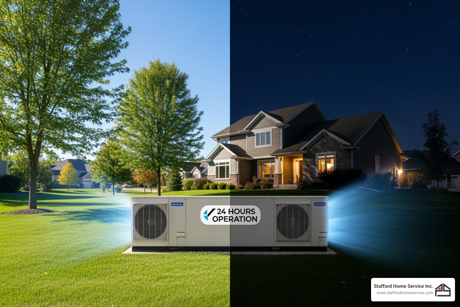 Infographic showing how heat pumps work: outdoor unit extracts heat from outside air even in cold weather, compressor increases temperature, indoor unit distributes warm air throughout home in winter; process reverses in summer to provide cooling - 24 hour heat pumps in plymouth, mn