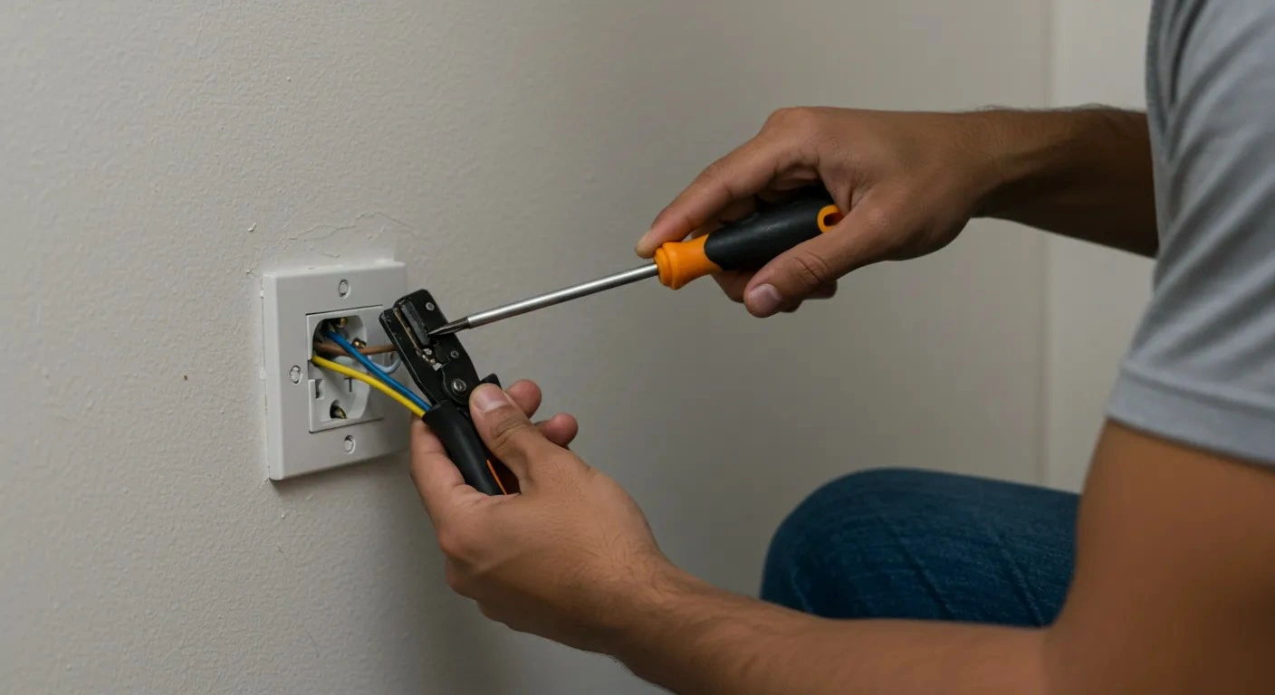 Man repairing wires
