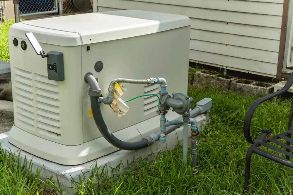 Outdoor residential standby generator installed.