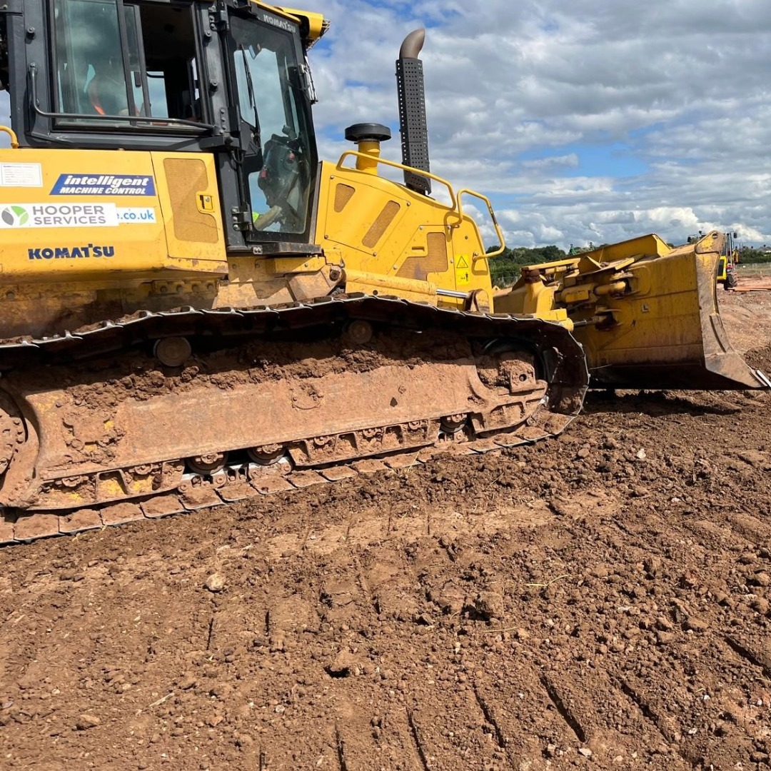 Dozer during the early phases of work on the sports pitches