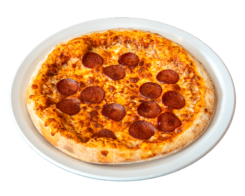 Pizza Peperoni auf einem Teller