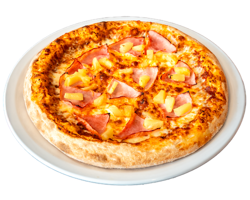 Pizza Hawaii auf einem Teller