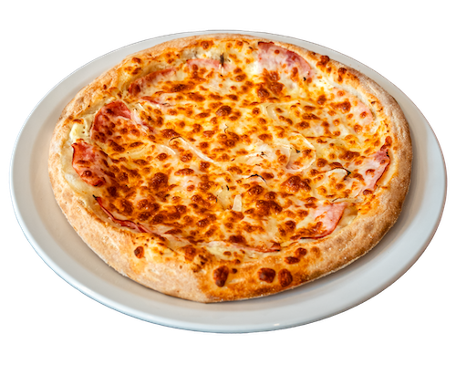 Pizza Creme fraiche auf einem Teller