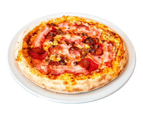 Pizza Meat Lovers auf einem Teller