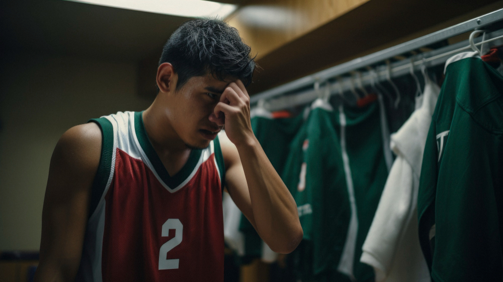 College athlete struggling with mental and physical pressure