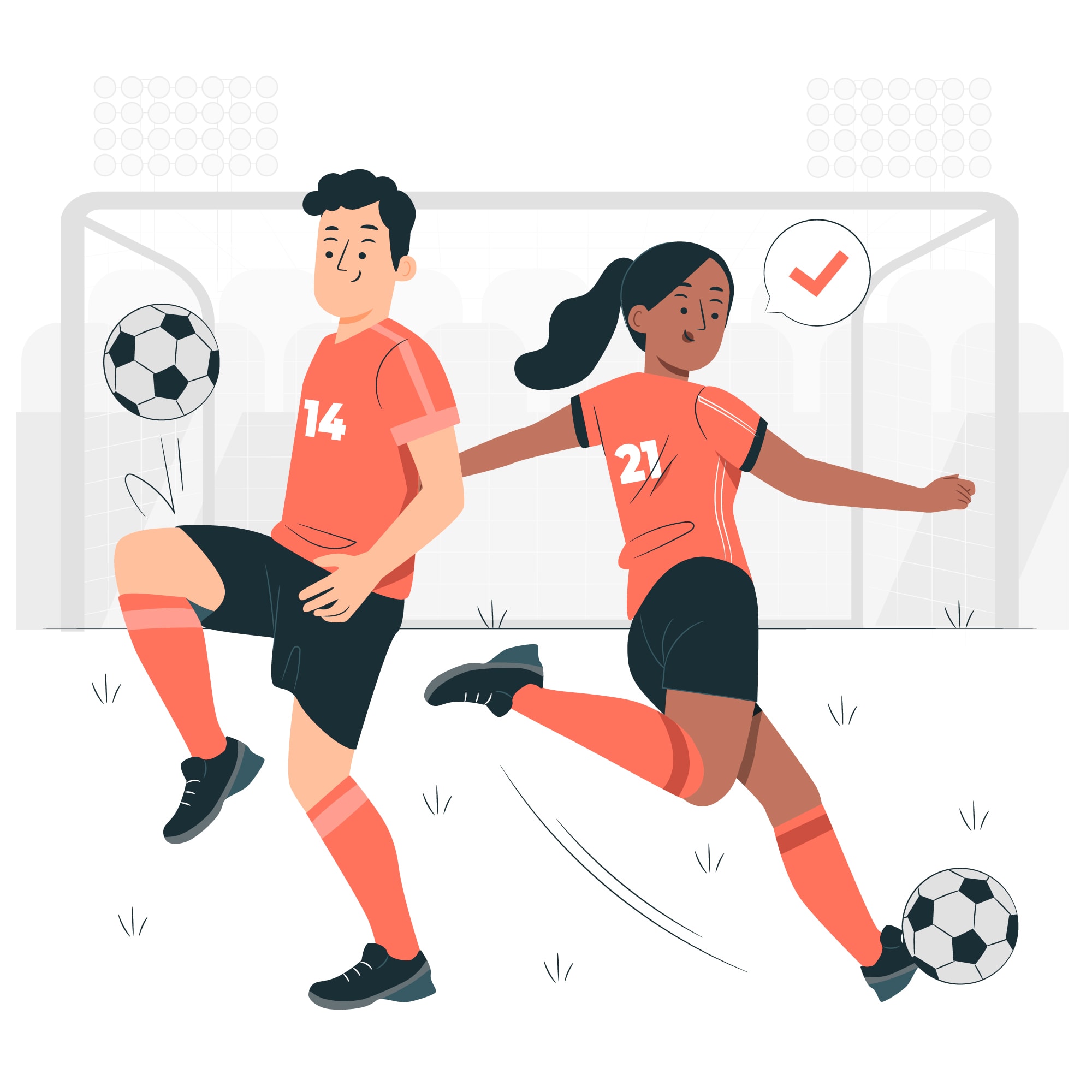 Check marks for soccer social media screening]