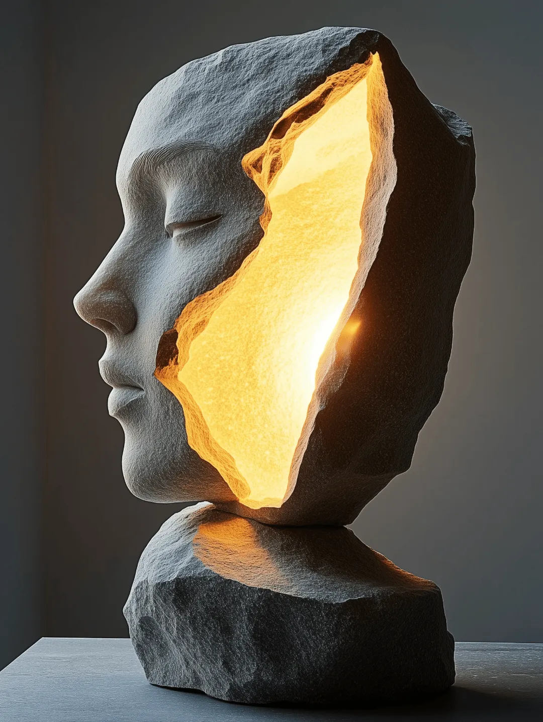 stone face lamp