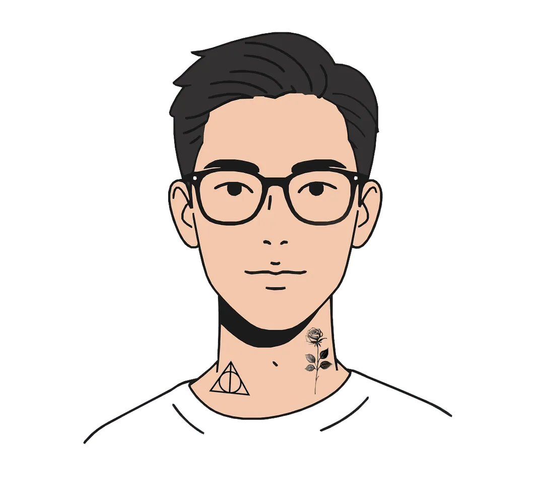 Comic Mann mit Brille und Tattoo
