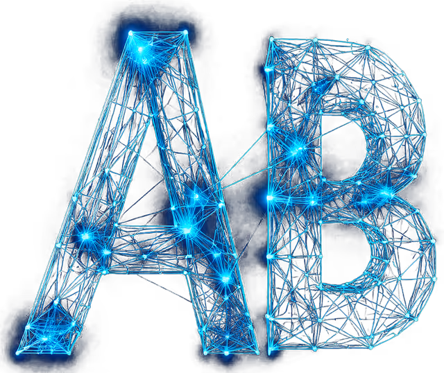 Buchstaben A und B in Connections. Diese sind mit Leuchtenden Verbindungen in Blau dargestellt