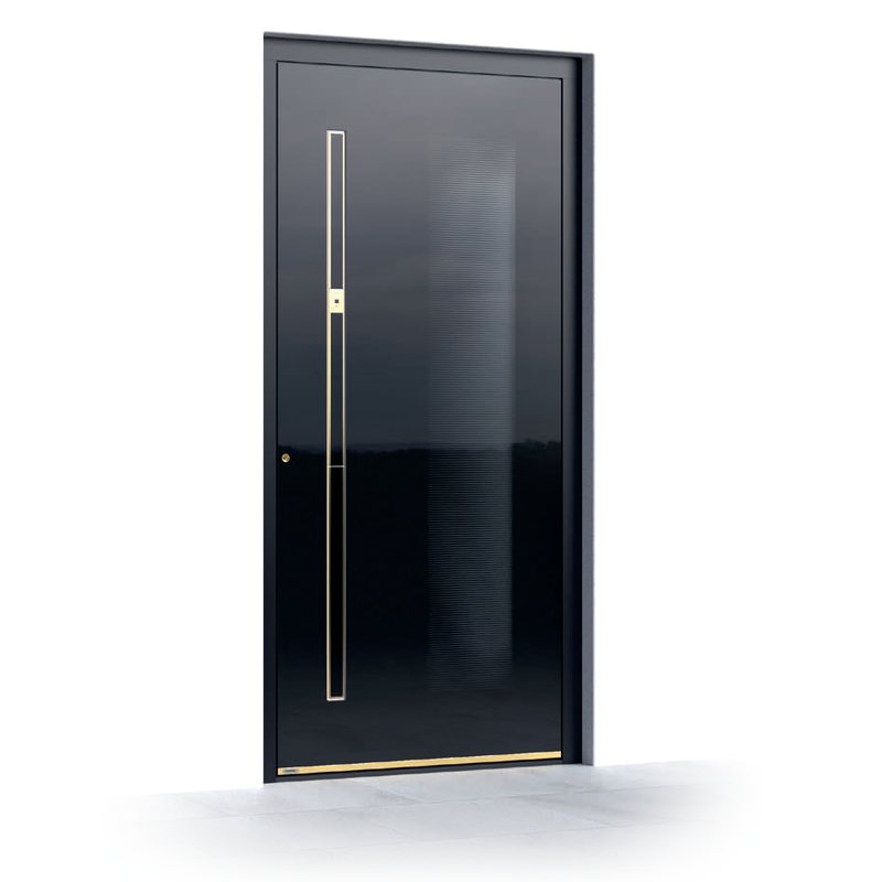 Ușă de intrare Pirnar Premium 6022, FS 9005 · PVD Golden Honey