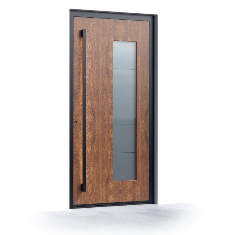 Ușă de intrare Pirnar Premium 1040, Decor lemn Twisted Oak + FS 9005
