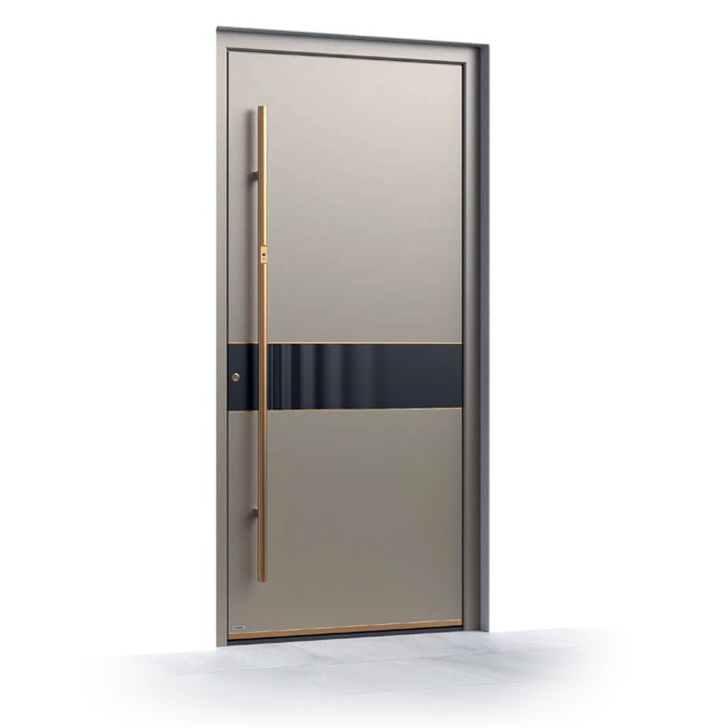 Ușă de intrare Pirnar Premium 1665, FS Quarz 2 + FS 9005 · PVD Copper Dusk