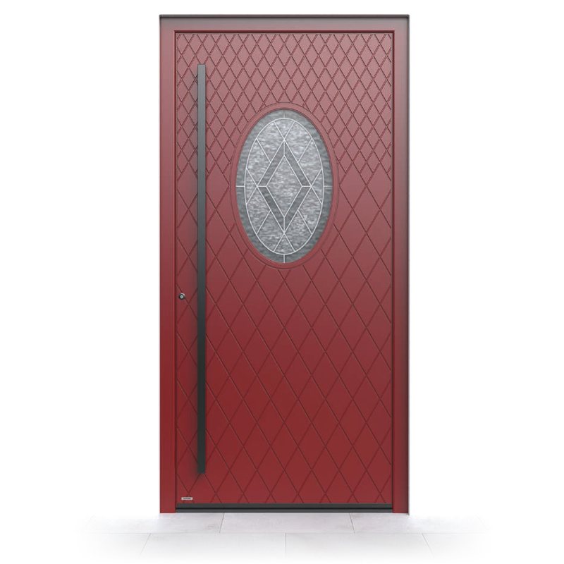 Ușă de intrare Pirnar Premium 3320, RAL 3003 mat · PVD Volcanic Shadow