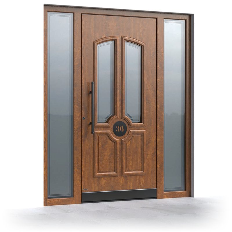 Ușă de intrare Pirnar Premium 3170, Decor lemn Golden Oak · PVD Volcanic Shadow