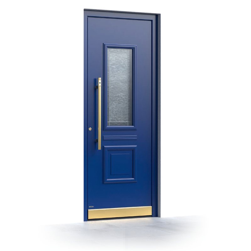 Ușă de intrare Pirnar Premium 3340, RAL 5002 mat · PVD Golden Honey