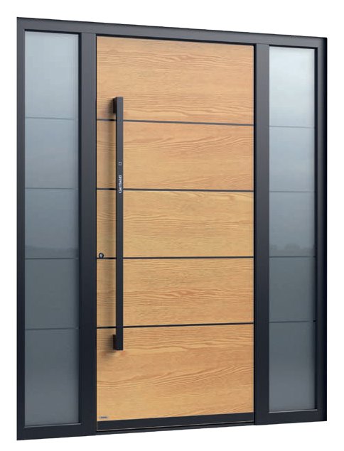 Ușă Pirnar cu decor lemn și accesorii negre Nero Edition
