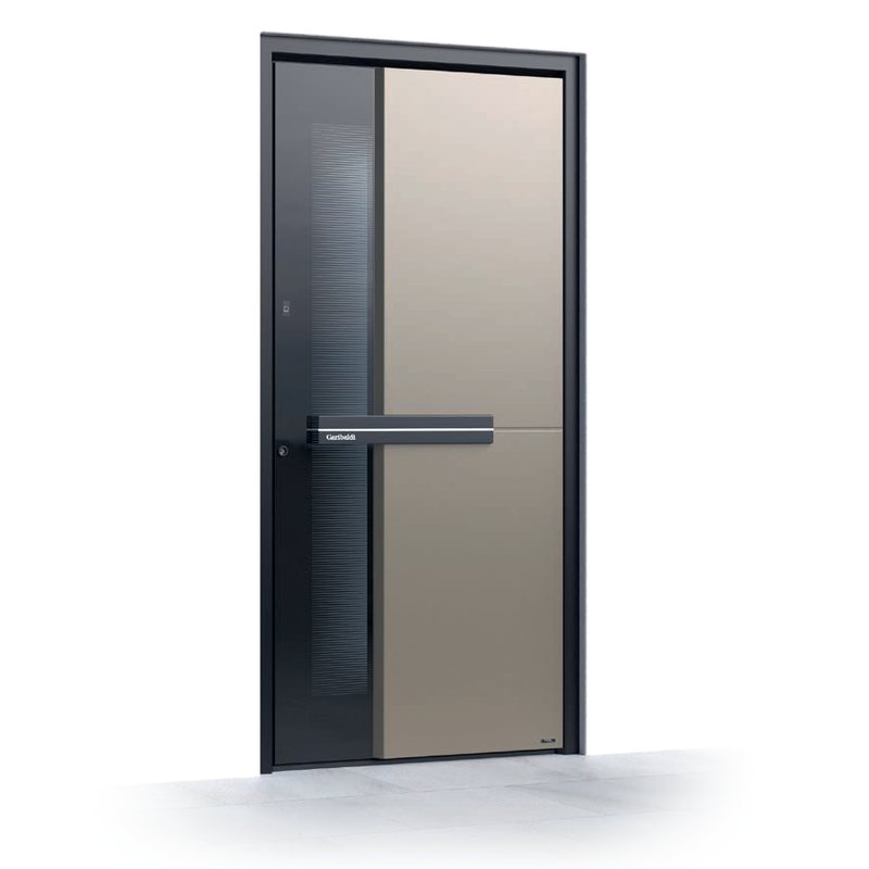 Ușă de intrare Pirnar Ultimum 515 GLASS, FS 9005 + FS Quarz 2 · PVD Volcanic Shadow