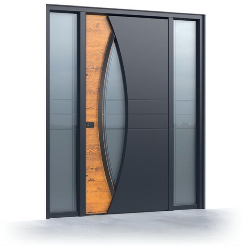 Ușă de intrare Pirnar Ultimum 507 ALU, FS 7016 + decor lemn Natural Oak · PVD Volcanic Shadow