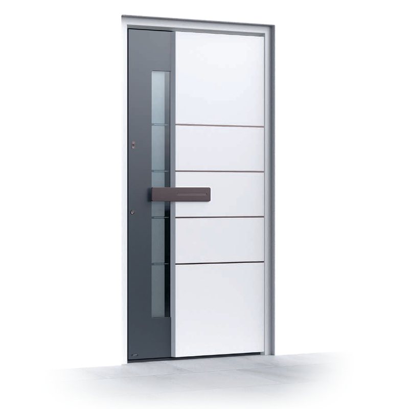 Ușă de intrare Pirnar Ultimum 505 ALU, FS 9016 + DB 703 la exterior · PVD Mystic Bronze