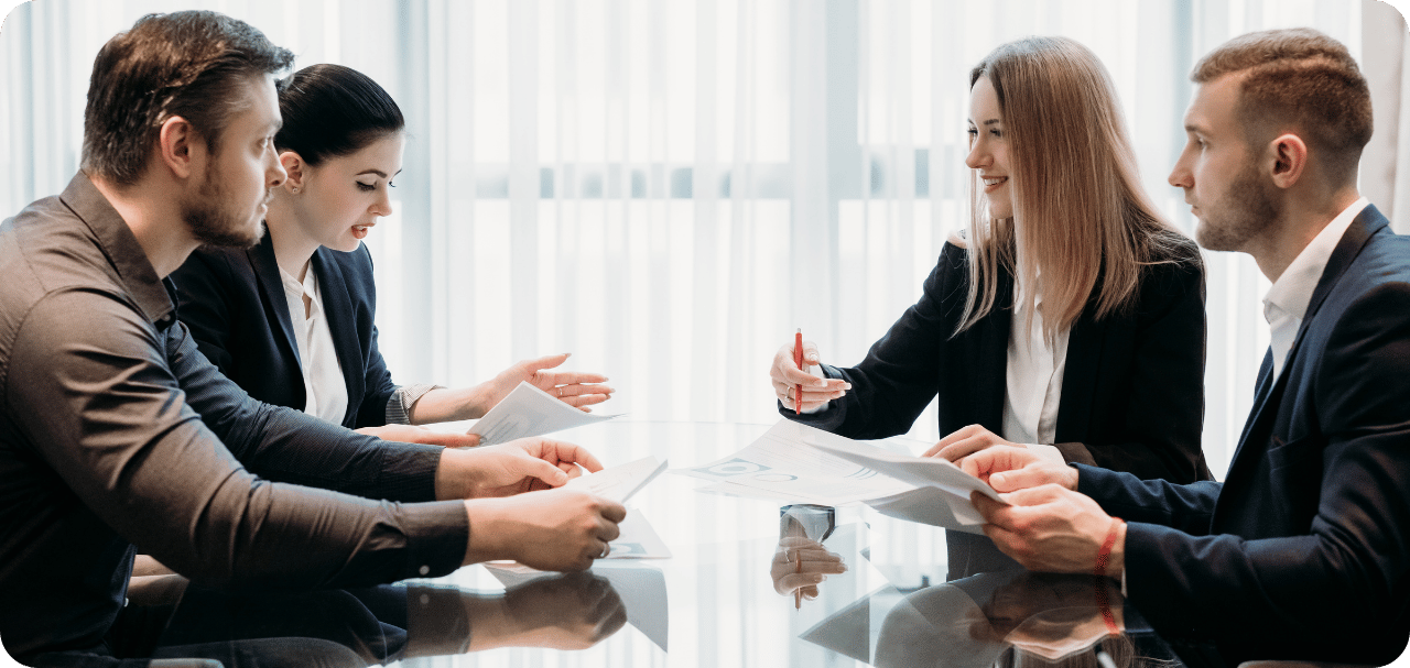 Advisor reviewing secured asset management program term sheet with client deposit details