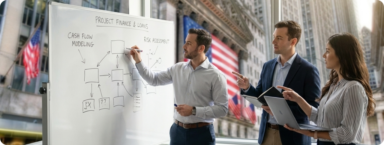 Project financing solutions graphic - Commercial real estate loans, construction financing, hard money loans from top USA lenders