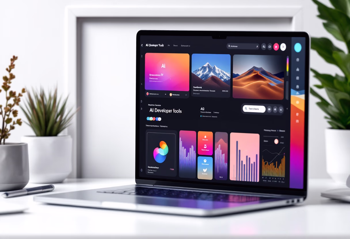 [interface] image of a laptop with software interface (for a ai developer tools)
