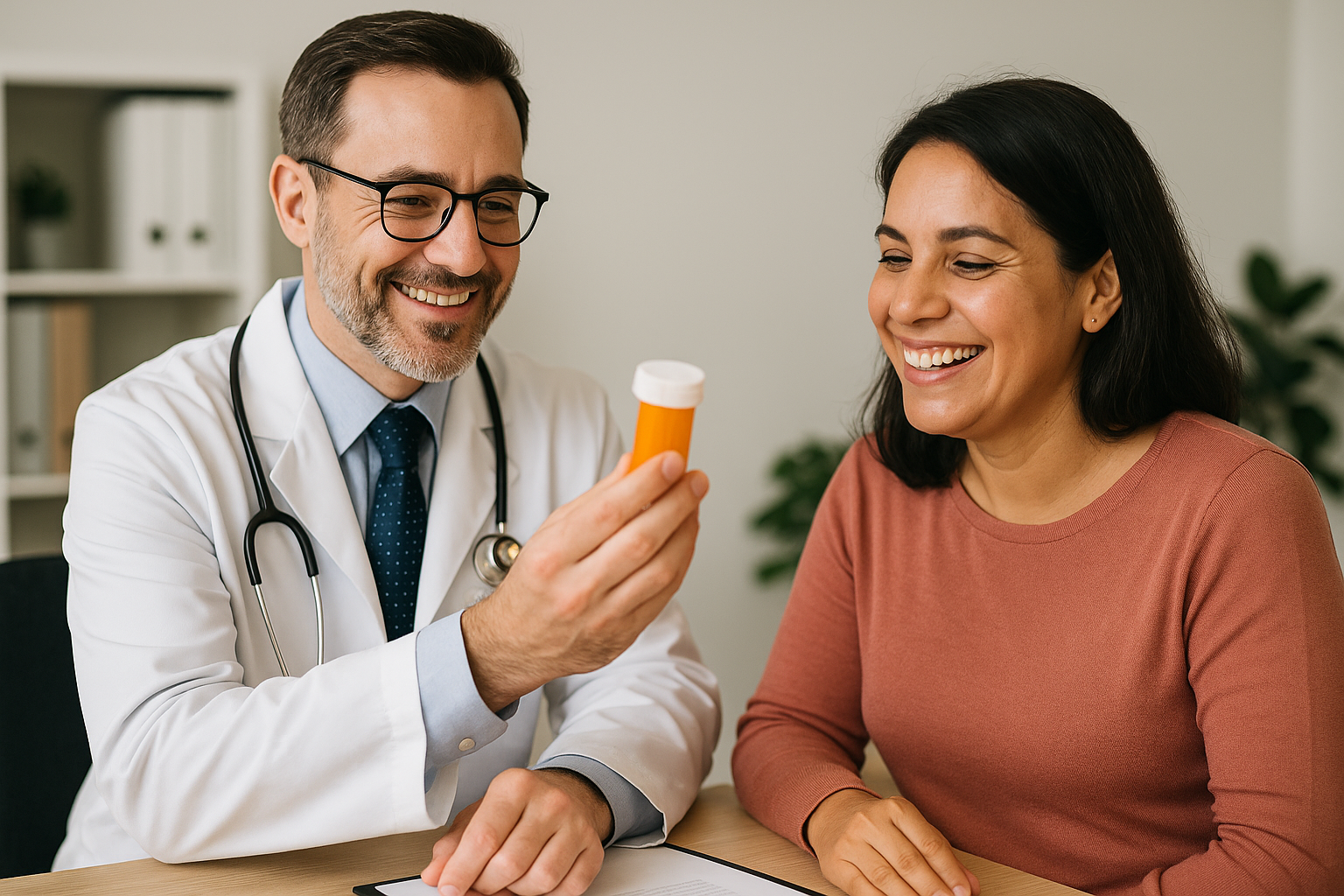 high resolution 4k photo of pharmacist explaining the use of a medication to a customer