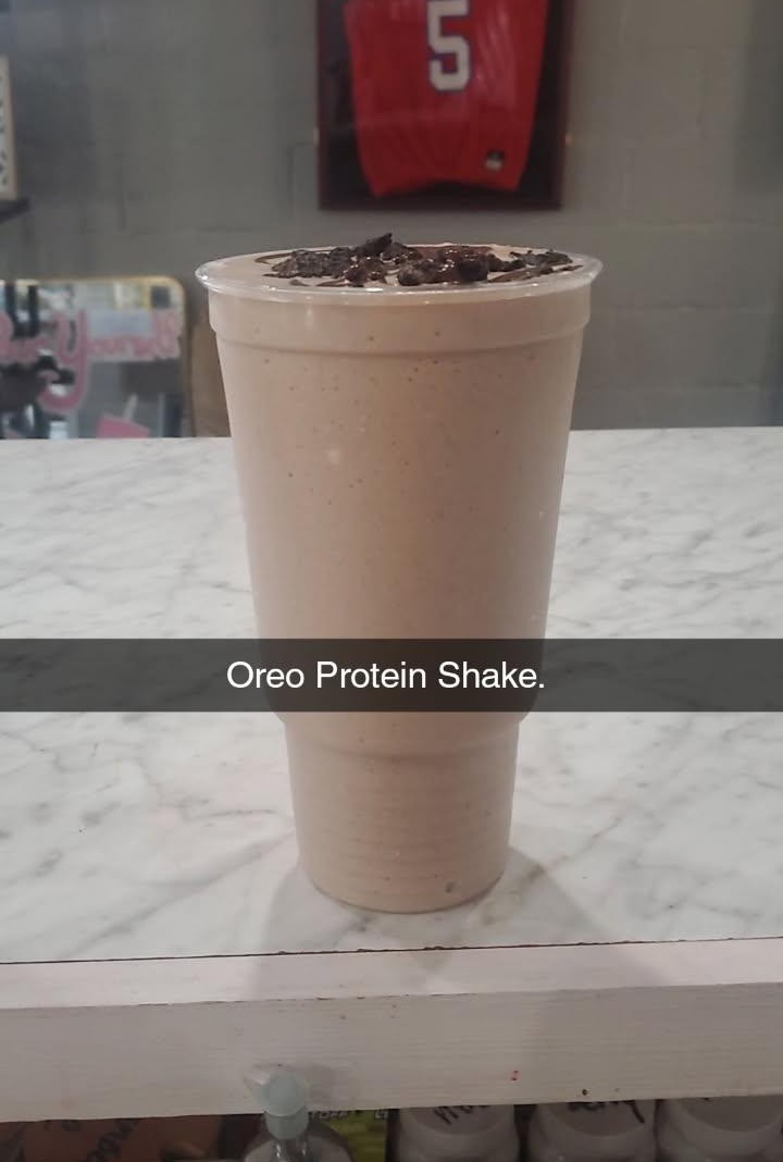 A Oreo protein shake from pioneer nutrition