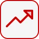 Red upward trending graph arrow showing business growth or increase