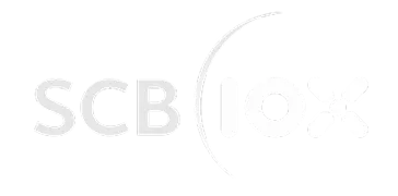 SCB 10X logo in white on a dark background.