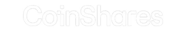 CoinShares logo in white on a dark background.