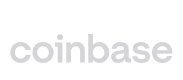 Coinbase logo in white on a dark background.