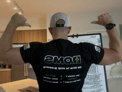 Shot of the roms shirt from the back that is also the owner, Jacob.