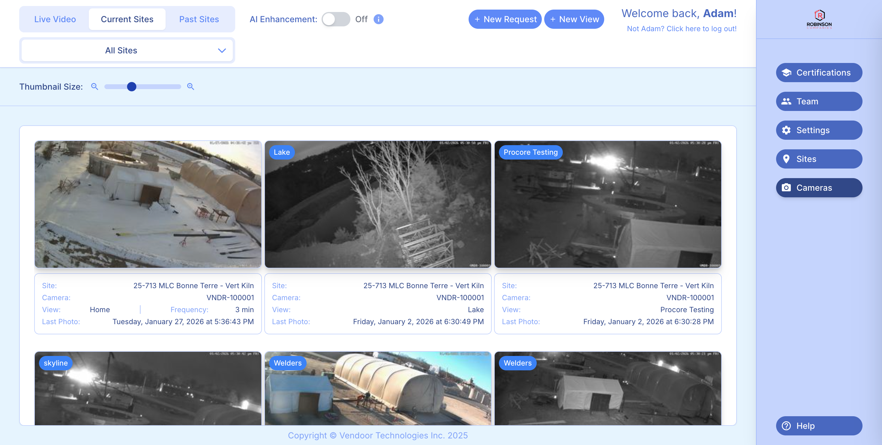 Vendoor Vision camera system lineup for construction sites