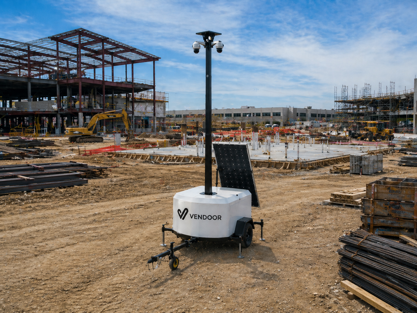 Vendoor Vision camera trailer at active construction site