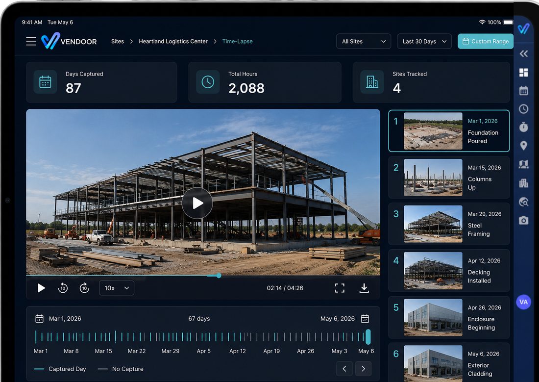 Vendoor Vision timelapse view of recorded project progress