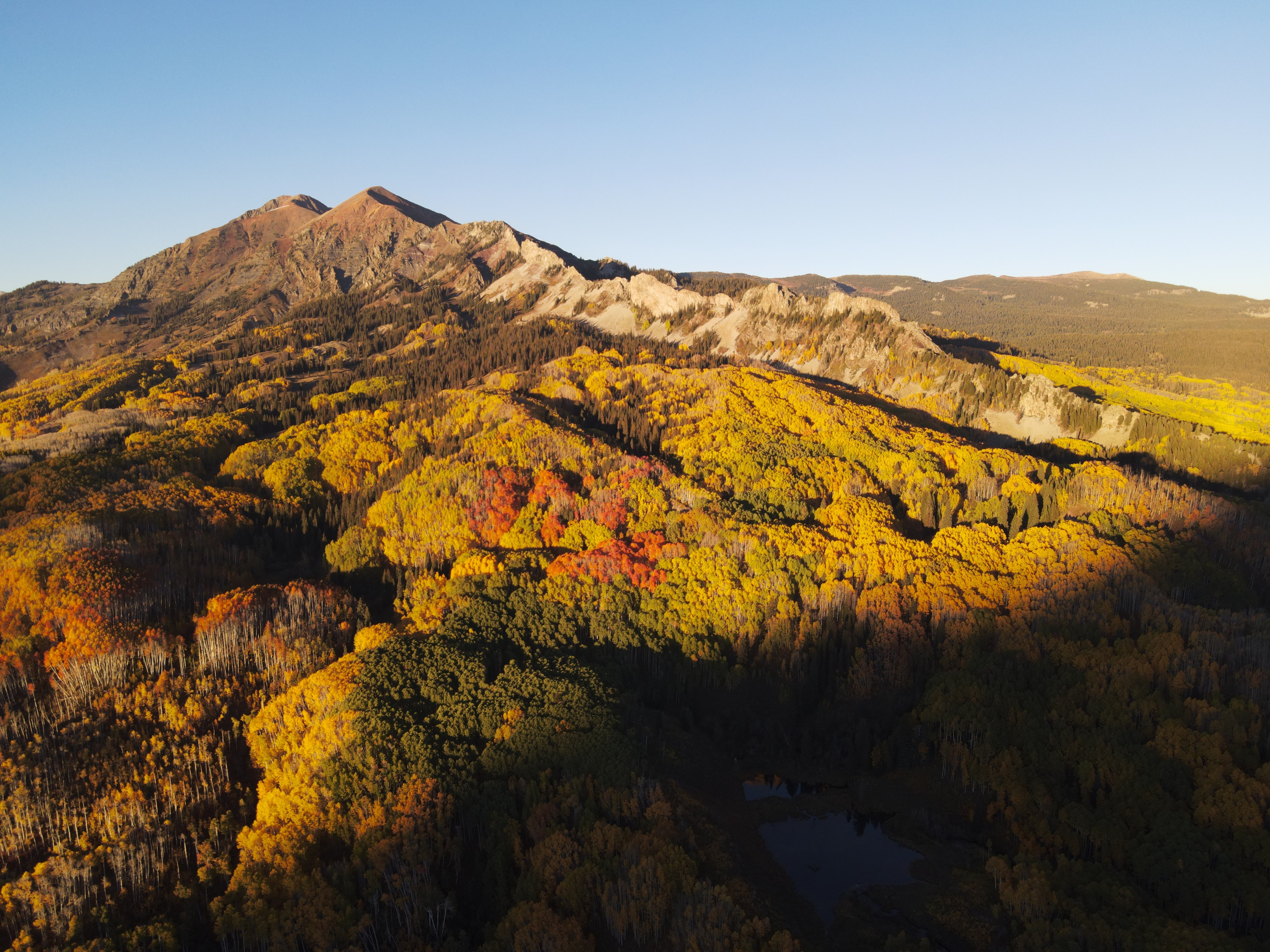 Drone photograph of Kebler Pass, Fall colors Colorado