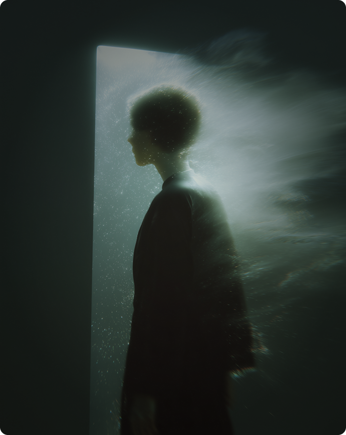 An Image of a person with a glow lighting effect