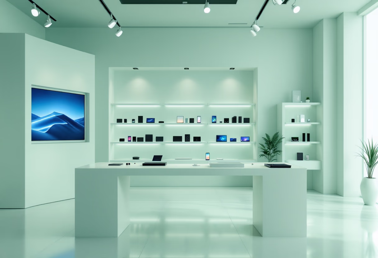 [background image] retail setting (for a tech gadgets store)