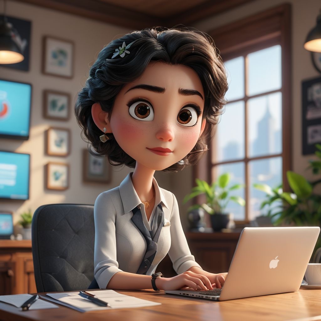 She is working on laptop,