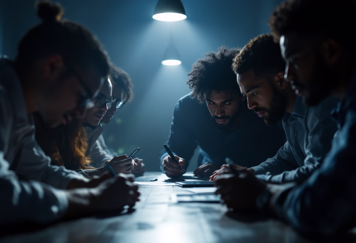 image of a diverse team in a meeting (for a edtech)