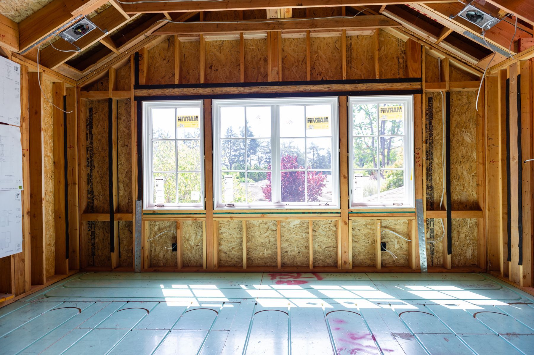 Home Building, Room in the Framing Stage, Picture of a Window