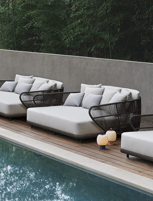 Danao outdoor daybed collection by Terentti in poolside installation