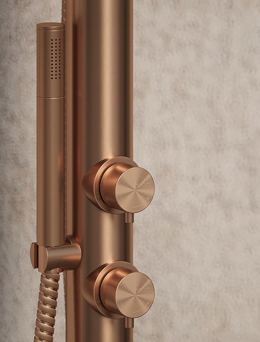 AMA Luxury Shower Atena 8700 handle set in brushed bronze finish by Terentti