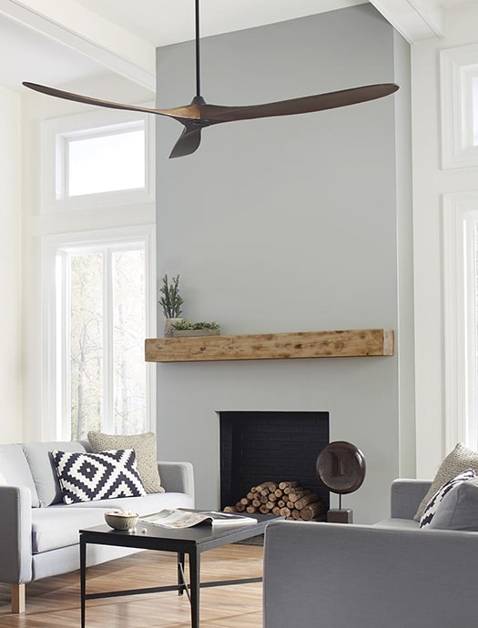 Visual Comfort ceiling fan by Terentti in modern living room design