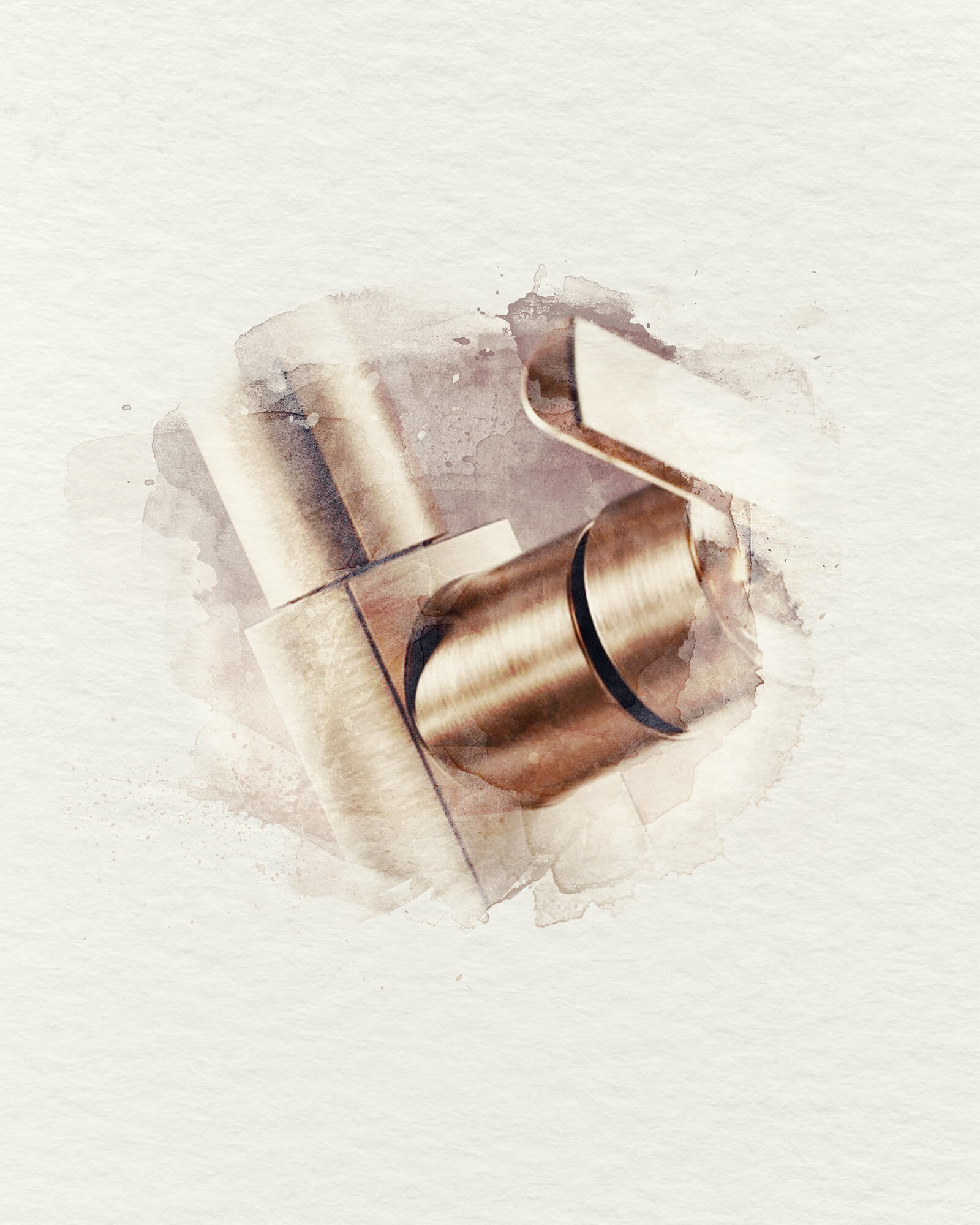 Watercolor illustration of a Brizo faucet, symbolizing technical knowledge and guidance by Terentti