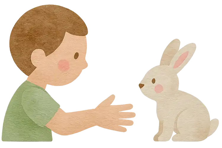 Schritt 2 - Erste Tierbegegnungen: Kind nähert sich den Tieren behutsam in eigenem Tempo