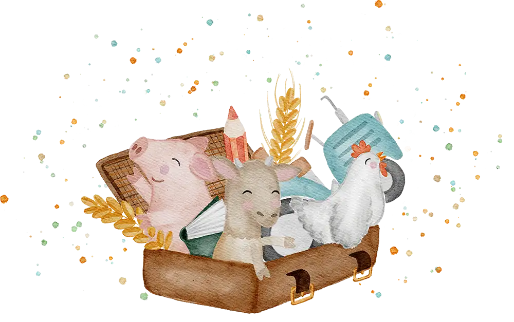 Bauernhof-Koffer Logo - Illustration des Ausleih-Koffers